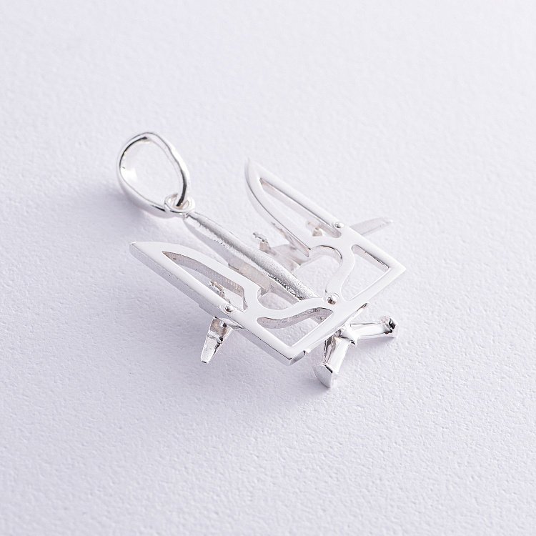 Серебряный кулон "Герб Украины - Тризуб. Самолет" 133129 от ювелирного магазина Оникс - 6