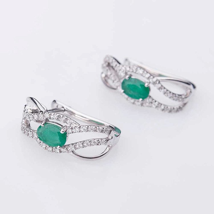 Золоті сережки з смарагдами і діамантами кзс355 від ювелірного магазину Онікс - 1