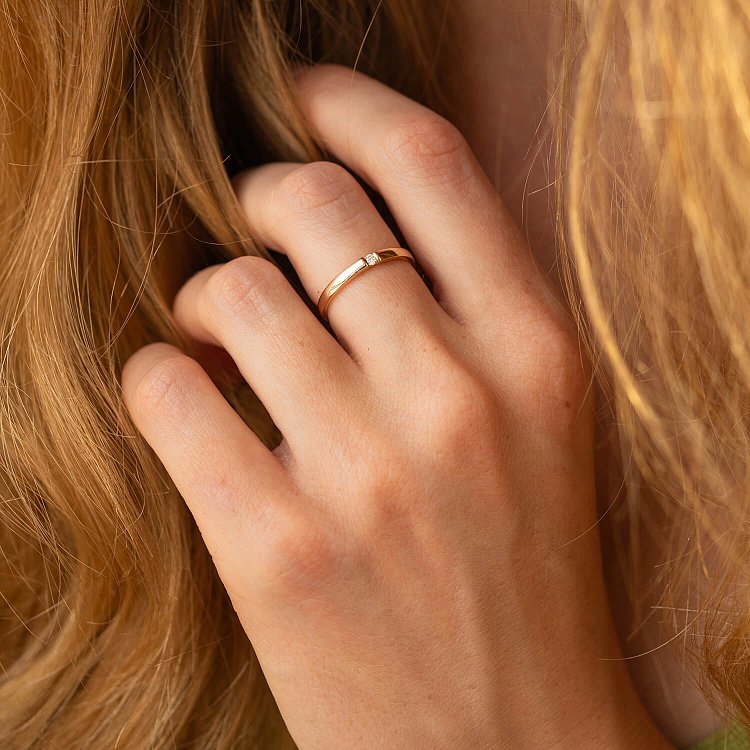 Каблучка з діамантом в червоному золоті кб0555м від ювелірного магазину Онікс - 3