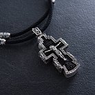 Мужской православный серебряный крест из эбенового дерева на шнурке 181263 от ювелирного магазина Оникс