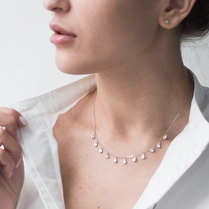 Серебряное колье с фианитами 18566 №10
