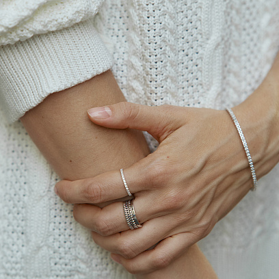 Золота каблучка "Sharon" з чорними фіанітами к08301 №7