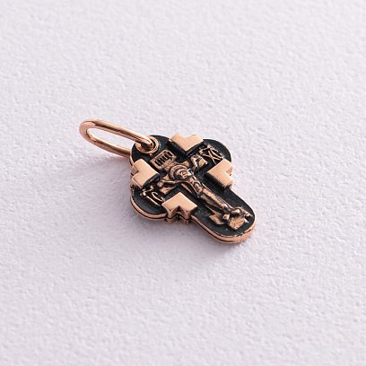 Золотой крестик с чернением п03249