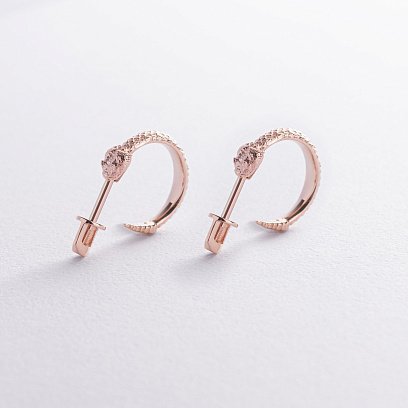 Золоті сережки - пусети "Гримучі змії" с09004 №6