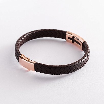 Золотой браслет "Крестик" с каучуком б02813 №4