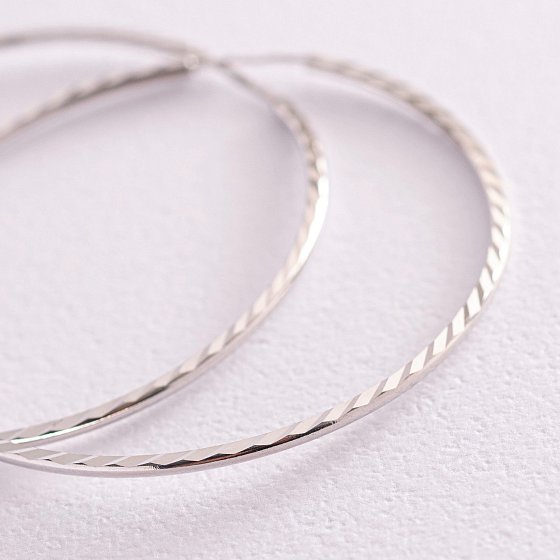 Серьги - кольца в белом золоте (3.8 см) с07796 №4
