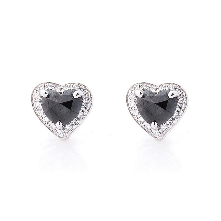 Золоті сережки-пусети "Сердечка" з діамантами сб0182aj від ювелірного магазину Онікс - 1