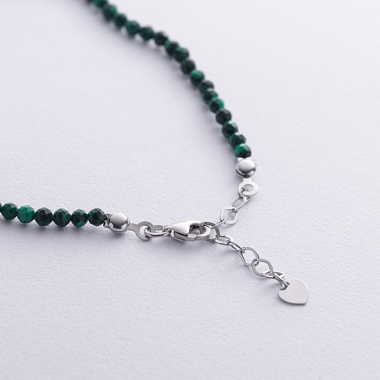 Серебряный браслет с малахитом на ногу 141662 от ювелирного магазина Оникс - 2