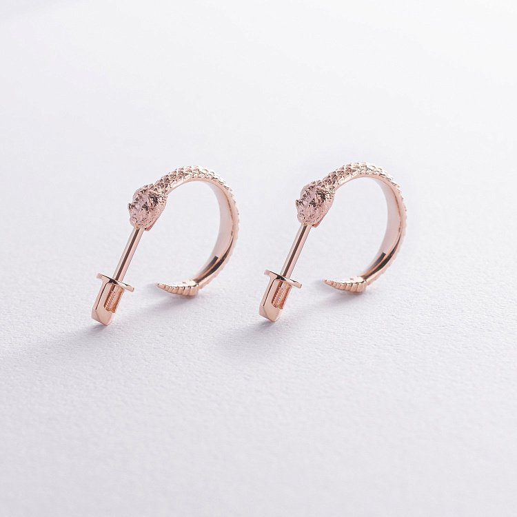 Золоті сережки - пусети "Гримучі змії" с09004 від ювелірного магазину Онікс - 5