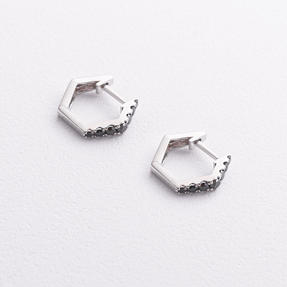 Золотые серьги с черными бриллиантами сб0666ca №2