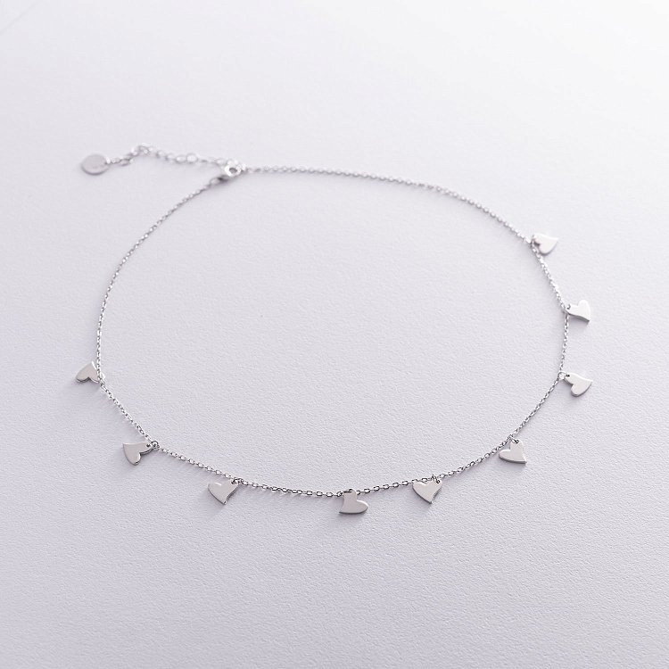 Серебряное колье "Сердечки" 18942 от ювелирного магазина Оникс - 1