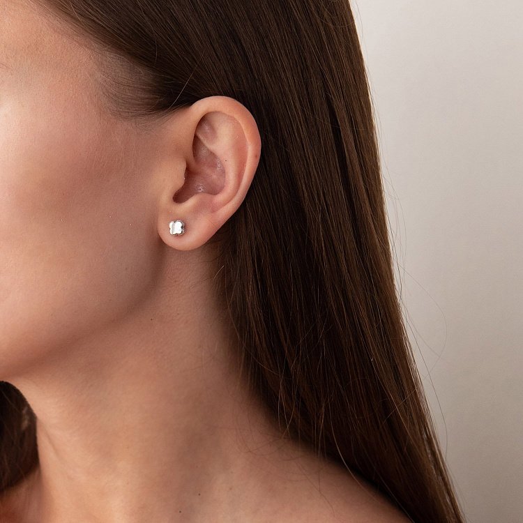 Сережки - пусети "Конюшина" в сріблі 123062 від ювелірного магазину Онікс - 1