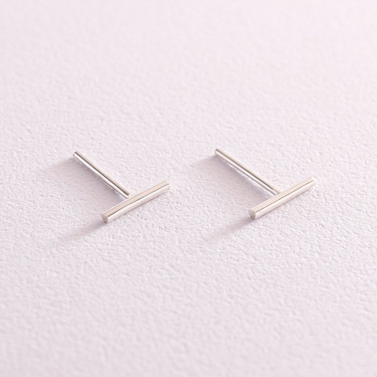 Серебряные серьги-пусеты в стиле минимализм 122489 от ювелирного магазина Оникс - 5