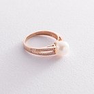 Золотое кольцо (жемчуг и фианиты) к05282 от ювелирного магазина Оникс