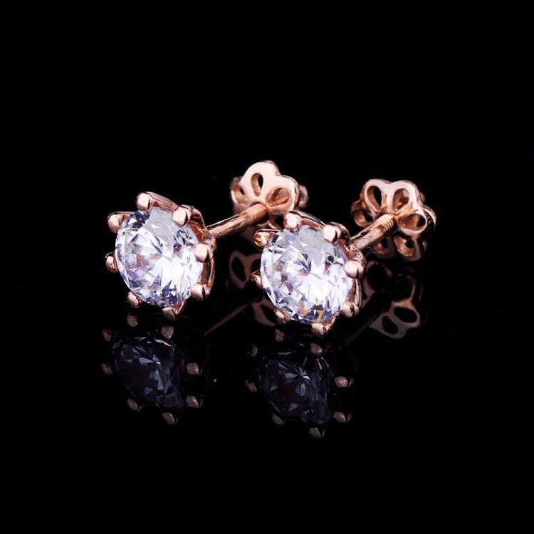 Сережки-пусети з фіанітами (7мм) с01443 від ювелірного магазину Онікс - 2