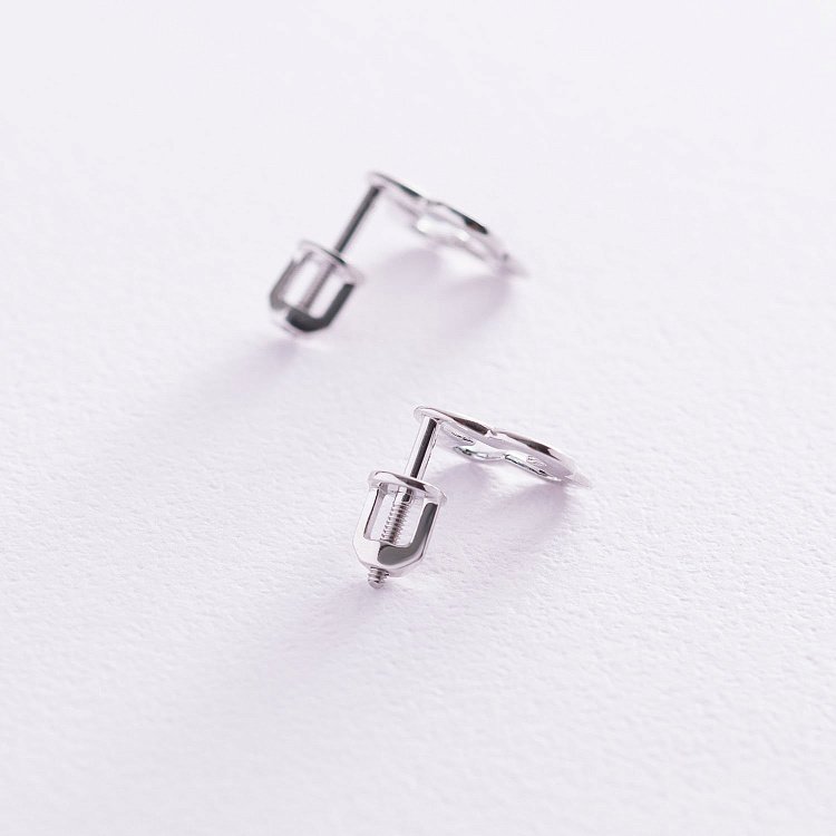 Серьги - пусеты "Клевер" в белом золоте с06987 от ювелирного магазина Оникс - 4