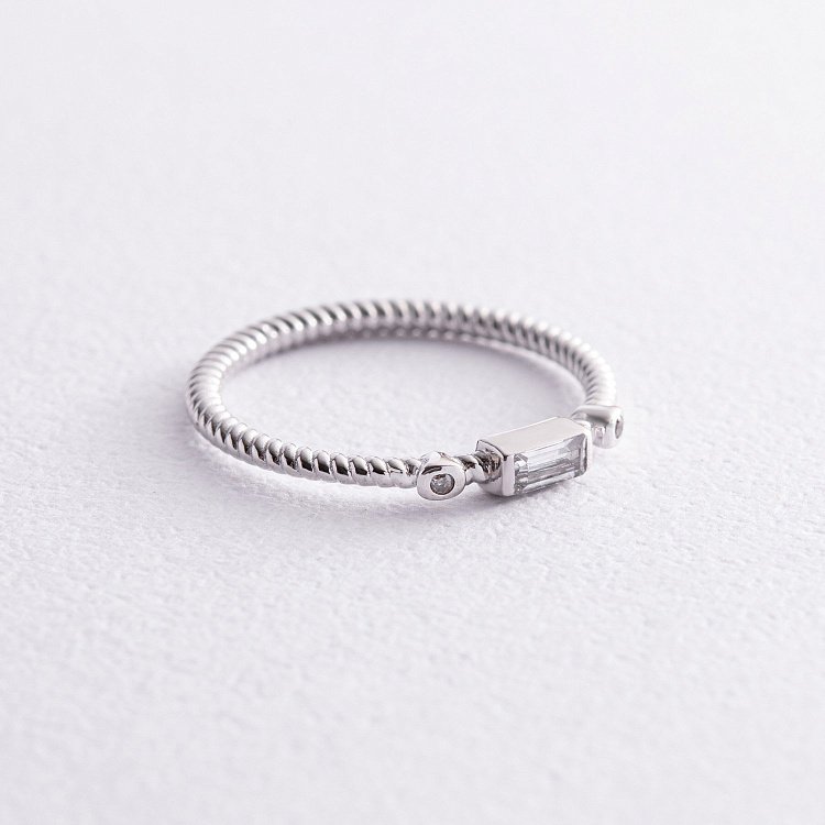 Каблучка "Кайла" в білому золоті (фіаніти) к07400 від ювелірного магазину Онікс - 4