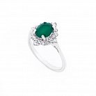 Серебряное помолвочное кольцо (хризопраз, фианиты) 111487 от ювелирного магазина Оникс