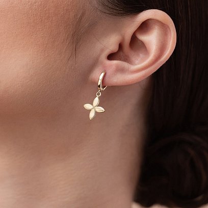 Сережки "Конюшина" в жовтому золоті с07107 №6