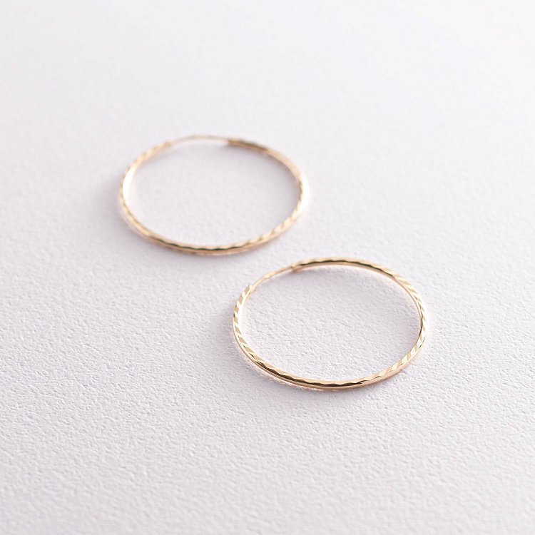 Сережки - кільця в жовтому золоті (2.9 см) с07110 від ювелірного магазину Онікс - 2