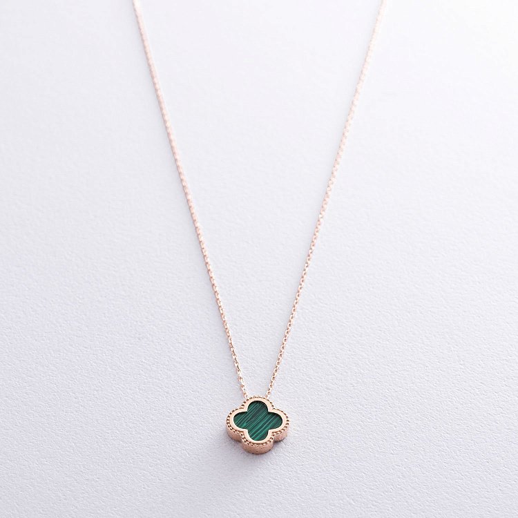 Колье "Клевер" в красном золоте (малахит) кол01697 от ювелирного магазина Оникс