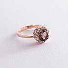 Золотое кольцо (дымчатый кварц, фианиты) к02124д от ювелирного магазина Оникс