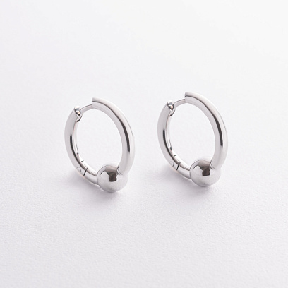 Серебряные серьги - кольца "Шарики" 7360