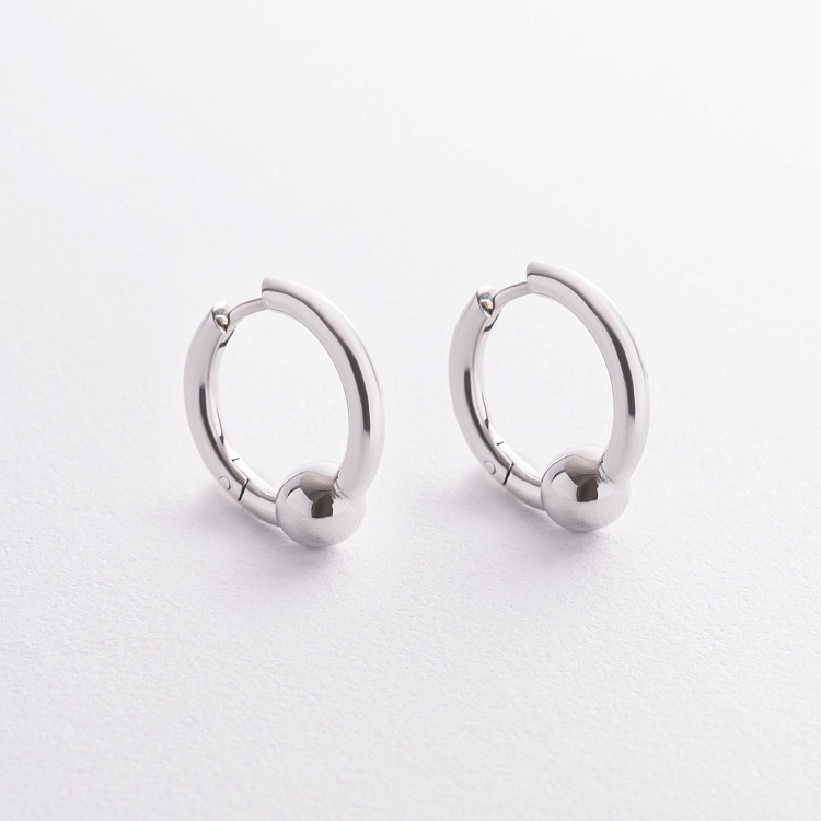 Серебряные серьги - кольца "Шарики" 7360 от ювелирного магазина Оникс