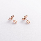 Сережки - пусети "Конюшина" з фіанітами (червоне золото) с09677 от ювелирного магазина Оникс - 1