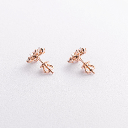 Сережки - пусети "Конюшина" з фіанітами (червоне золото) с09677 №2