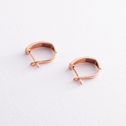 Серьги "Минимализм" в красном золоте с07978 №3