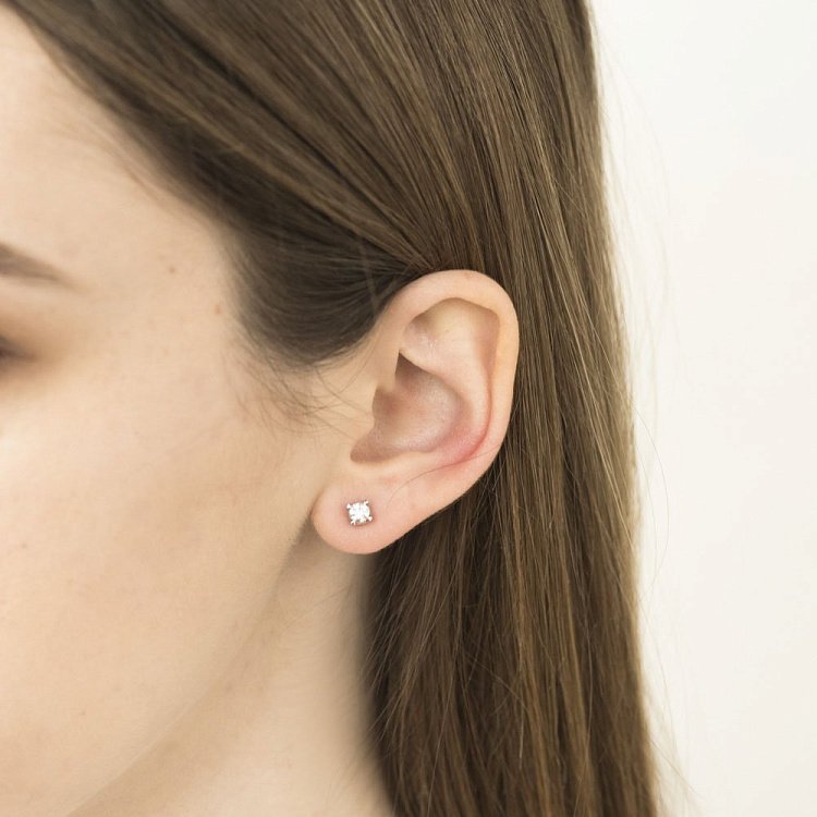 Золоті сережки-гвоздики з діамантами сб0218cha від ювелірного магазину Онікс - 3