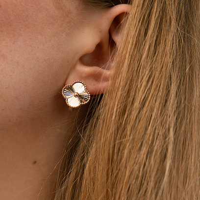 Серьги "Клевер" в красном золоте с09209 №4