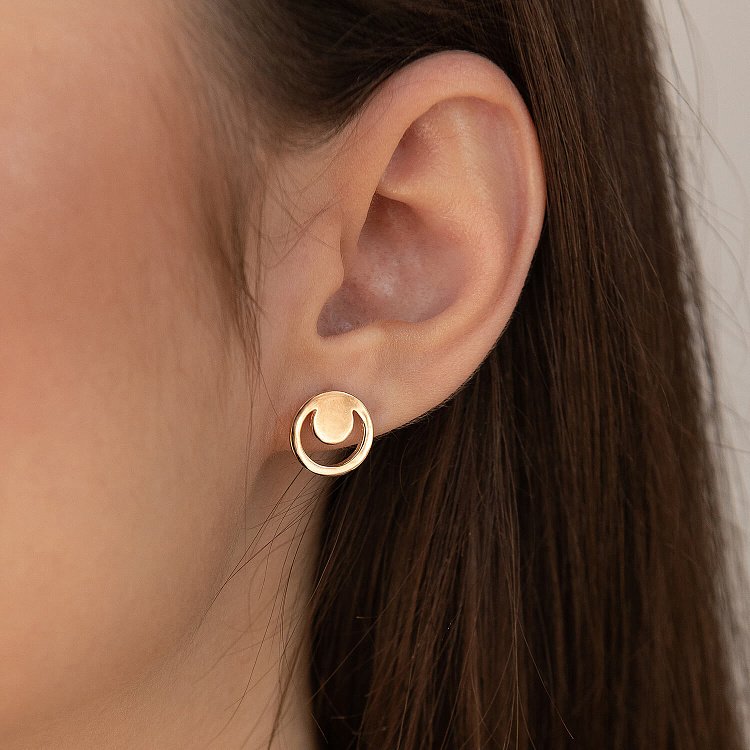 Сережки - пусети "Щирість" в червоному золоті с06974 від ювелірного магазину Онікс - 3