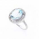 Срібний перстень з блакитним топазом і фіанітами 111517 от ювелирного магазина Оникс