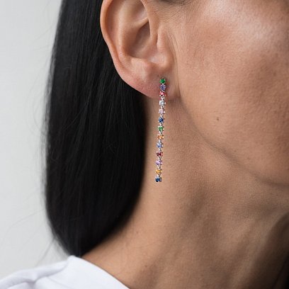 Золотые серьги с сапфирами сб0290sth №3