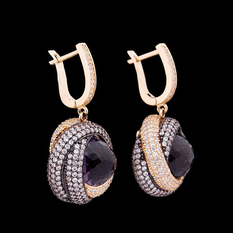 Ексклюзивні золоті сережки (фіаніти) с03556 від ювелірного магазину Онікс - 3