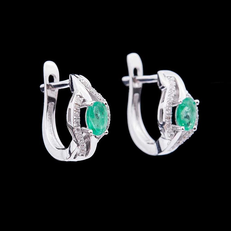 Золоті сережки з смарагдами і діамантами сб02847 від ювелірного магазину Онікс