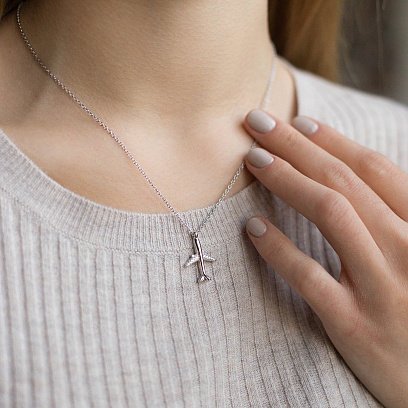 Серебряное колье "Самолет" 18926 №2