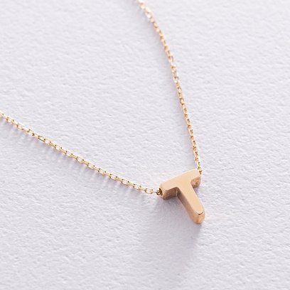 Колье с буквой "Т" в желтом золоте кол01164Т