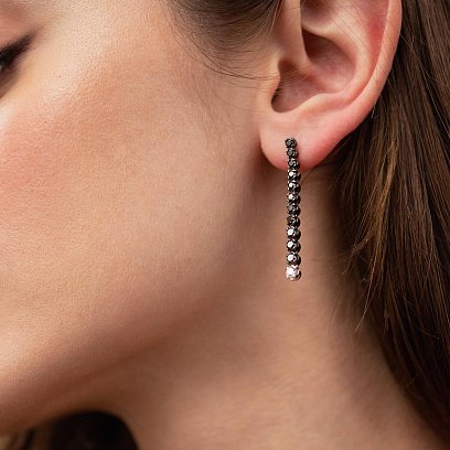 Золоті сережки з чорними та білими діамантами сб0440di №5