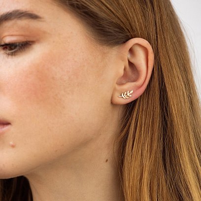 Золоті сережки - пусети "Гілочки" с06736 №2