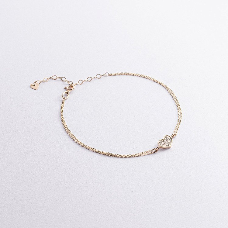 Браслет "Сердечко" с бриллиантами (желтое золото) бб0049м от ювелирного магазина Оникс