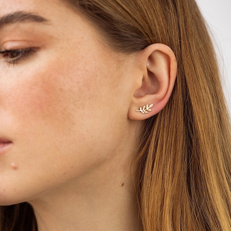 Золоті сережки - пусети "Гілочки" с06736 від ювелірного магазину Онікс - 1