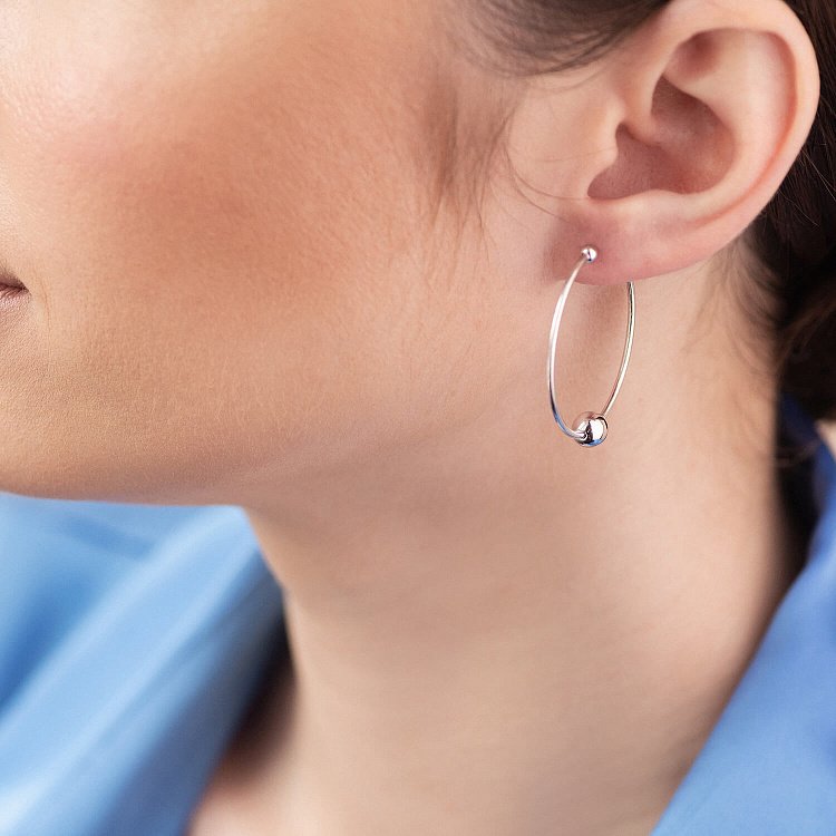 Сережки - кільця Гармонія в білому золоті с08364 від ювелірного магазину Онікс - 4