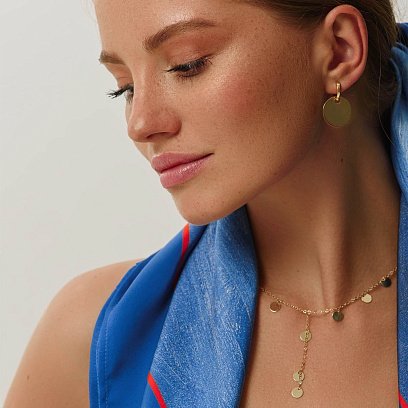 Серьги Большие монетки в желтом золоте с06509 №4