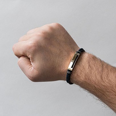 Чоловічий браслет з золотими вставками і фіанітами б04542 №2