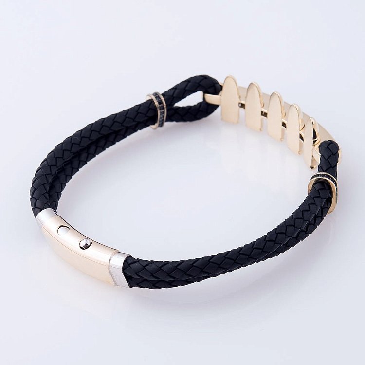 Каучуковый браслет в золоте "Патроны" с фианитами б02305 от ювелирного магазина Оникс - 2