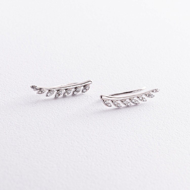 Срібні сережки - клаймбери "Листочки" 122352 від ювелірного магазину Онікс - 2