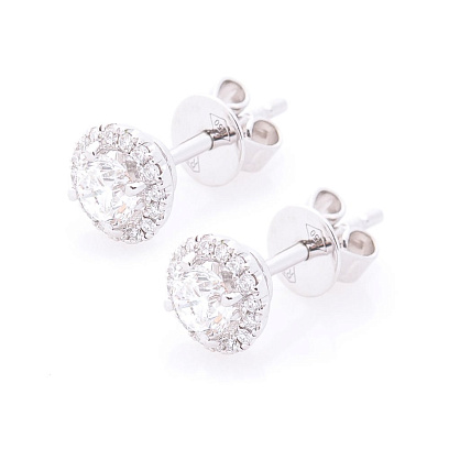 Золотые серьги-пусеты с бриллиантами сб0234ri